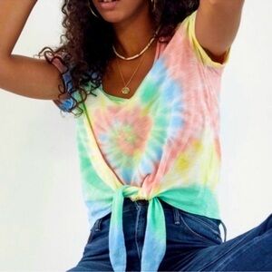 Anthropologie Tie Dye Darya Tie Front Tee
